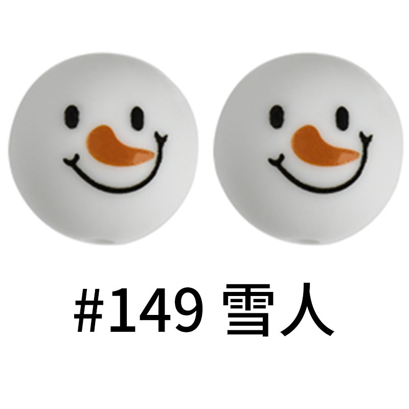 Wholesale 50pcs 16mm Print Silicone Beads Colorful Silicone Water Transfer Beads